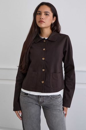 Calva Boxy Jacket in Chocolate Brown