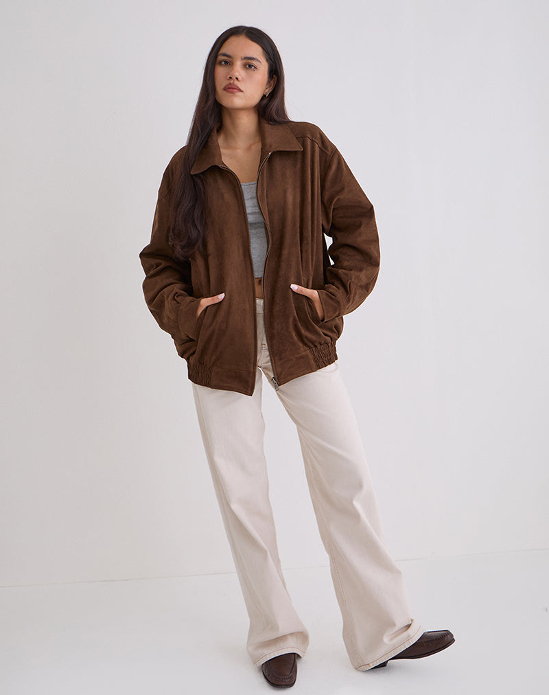 Cavita Jacket in Faux Suede Brown - Image 5