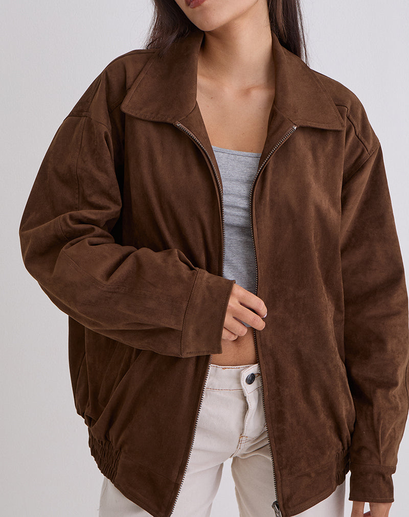 Cavita Jacket in Faux Suede Brown - Image 2