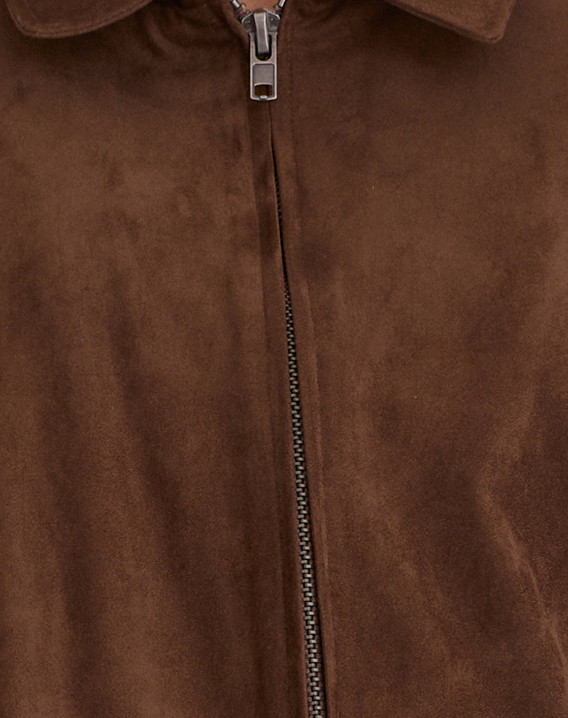 Cavita Jacket in Faux Suede Brown - Image 6