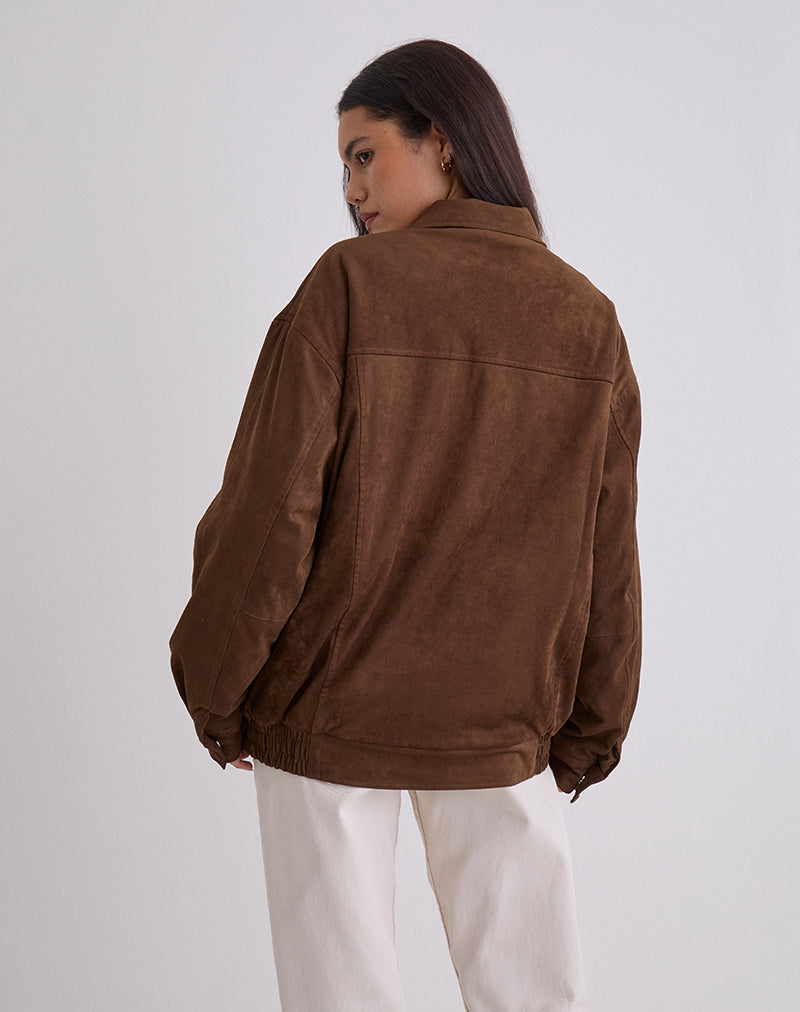 Cavita Jacket in Faux Suede Brown - Image 4