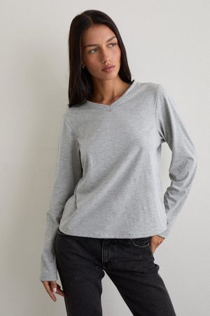 Feman Top in Jersey Grey Marl