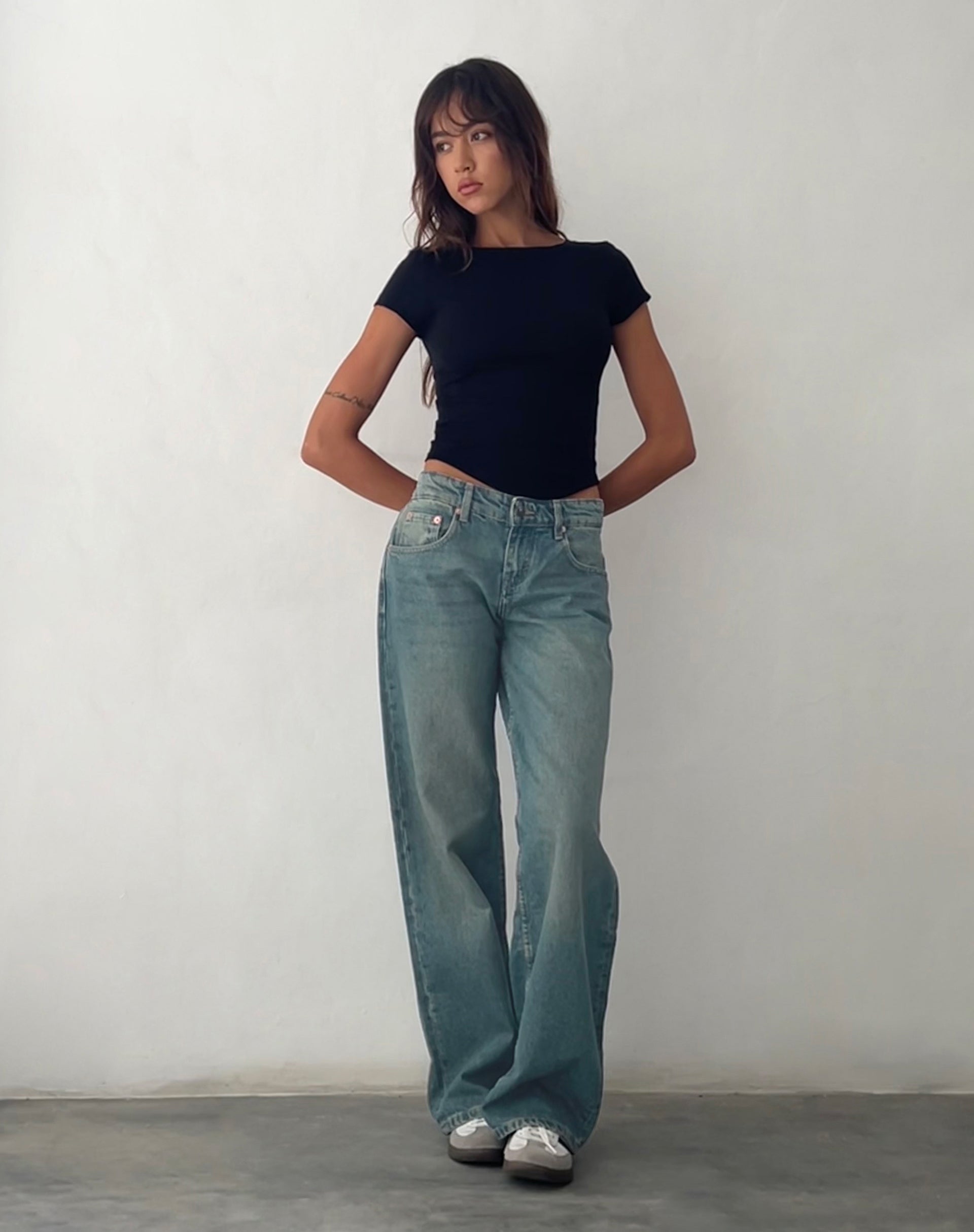 Low Rise Parallel Jeans in Vintage Blue Green - Image 4