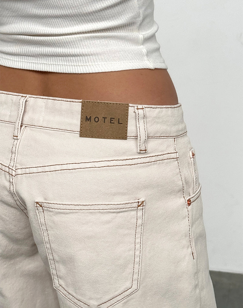 Low Rise Parallel Jeans in Off White - Image 5