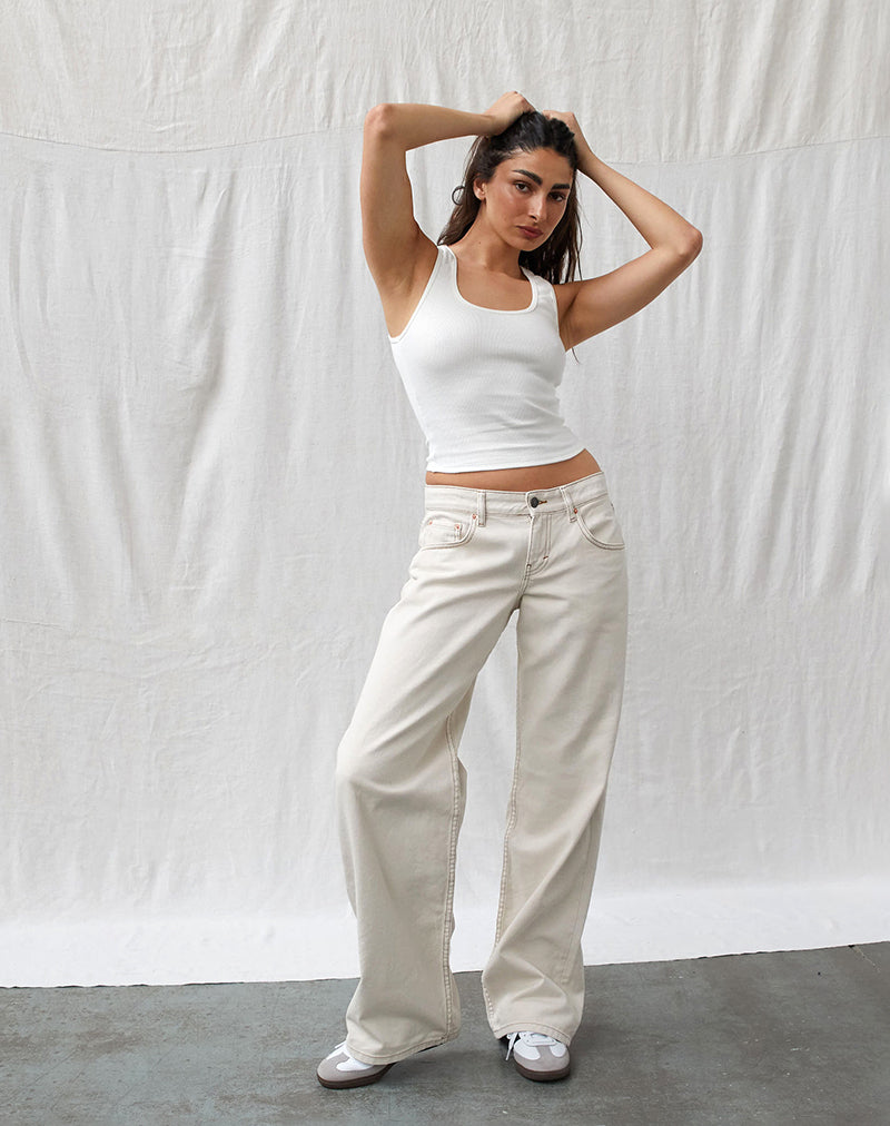 Low Rise Parallel Jeans in Off White - Image 4