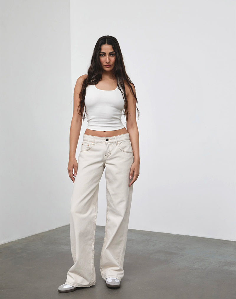 Low Rise Parallel Jeans in Off White - Image 3