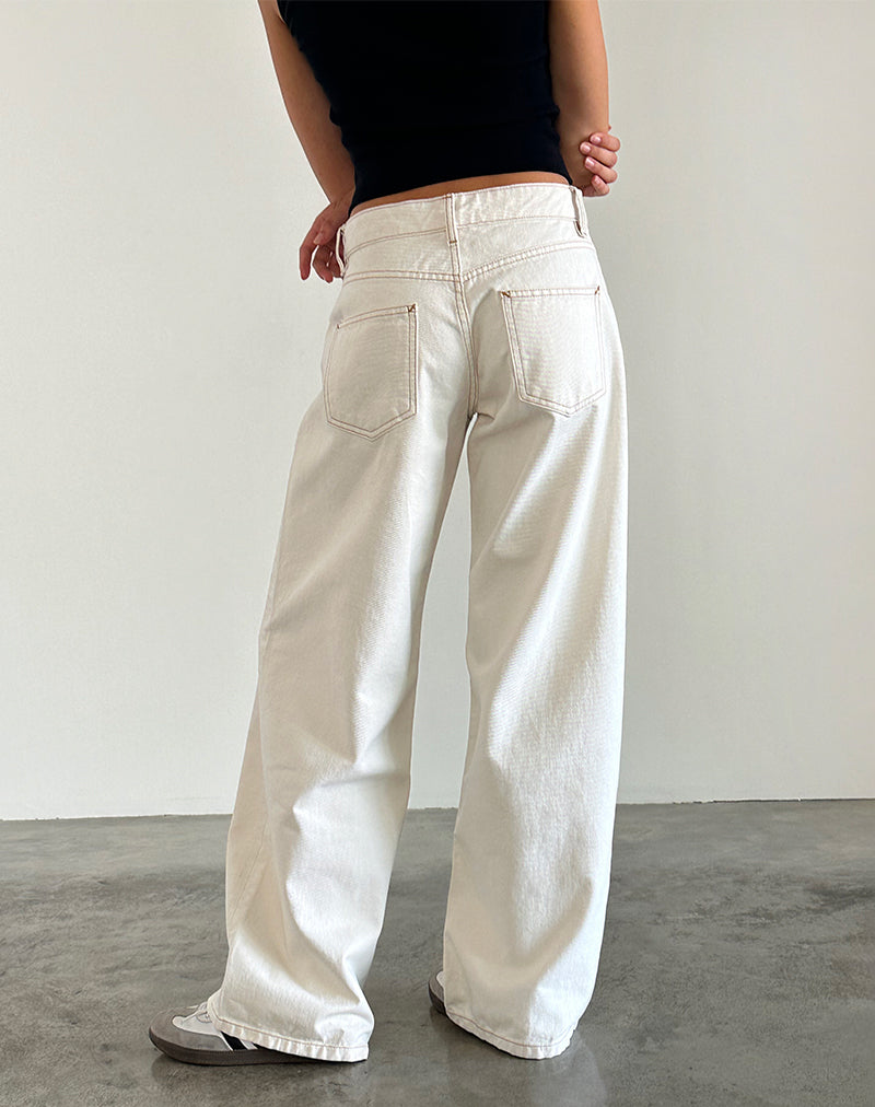 Roomy Extra Wide Low Rise Jeans in Off White - Image 5