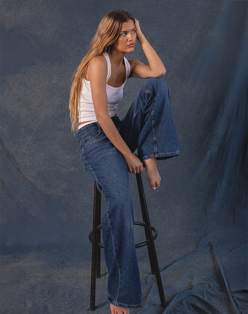 Roomy Extra Wide Low Rise Jeans in Mid Blue Used - Image 5