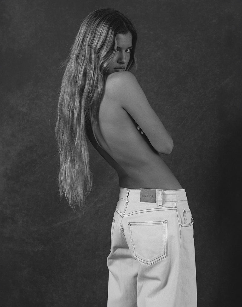 Roomy Extra Wide Low Rise Jeans in Off White - Image 4