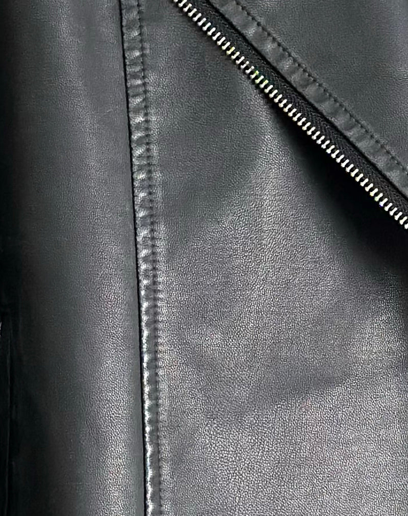 Zebbie Distressed PU Biker Jacket in Black - Image 5